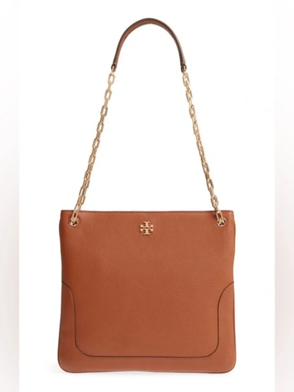 Tory Burch Marsden Swingpack Nut Brown Gold Leather Shoulder Crossbody Bag $428